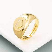 Fashion Color Dripping Oil Smiley Face Opening Adjustable Copper Ring Wholesale Nihaojewelry main image 5