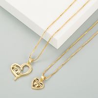 Mother's Day Series Copper Gold-plated Hollow Letter Heart-shaped Pendant Necklace Wholesale Nihaojewelry main image 3