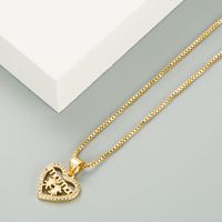 Mother's Day Series Copper Gold-plated Hollow Letter Heart-shaped Pendant Necklace Wholesale Nihaojewelry main image 4