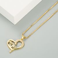 Mother's Day Series Copper Gold-plated Hollow Letter Heart-shaped Pendant Necklace Wholesale Nihaojewelry main image 5