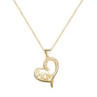 Mother's Day Series Copper Gold-plated Hollow Letter Heart-shaped Pendant Necklace Wholesale Nihaojewelry main image 6