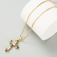Ins Cross-border European And American Fashion Cross Stylish Pendant Necklace Copper Inlaid Zircon Hip Hop Clavicle Chain Jewelry Wholesale main image 1
