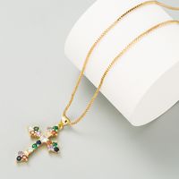 Ins Cross-border European And American Fashion Cross Stylish Pendant Necklace Copper Inlaid Zircon Hip Hop Clavicle Chain Jewelry Wholesale main image 5