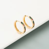 Korean Colorful Small Circle Copper Zircon Earrings Wholesale Nihaojewelry main image 3