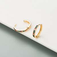 Korean Colorful Small Circle Copper Zircon Earrings Wholesale Nihaojewelry main image 5