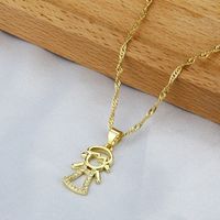 Simple Hollow Figure Zircon Necklace Wholesale Nihaojewelry sku image 6