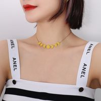 Choker French Minimalist High Sense Fashion Geometry Pattern Small Chic Titanium Steel Plated 18k Gold Necklace Necklace sku image 1