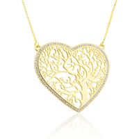 Cross-border Gold-plated Lucky Tree Heart-shaped Pendant Spot Copper Inlaid Zirconium Simple Hollow Ornament Chain Love Necklace sku image 1