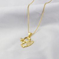 Européen Et Américain Ins Nouvelle Incrusté De Zirconium Amour Ange Collier Croix-frontière Spot Cuivre Galvanoplastie De Mode Les Ailes De L'enfant Collier sku image 6