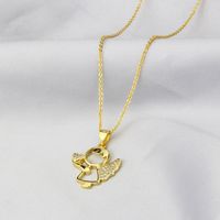 European And American Ins New Inlaid Zirconium Love Angel Necklace Cross-border Spot Copper Electroplating Fashion Children's Wings Necklace sku image 1
