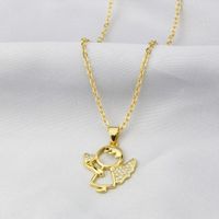 Européen Et Américain Ins Nouvelle Incrusté De Zirconium Amour Ange Collier Croix-frontière Spot Cuivre Galvanoplastie De Mode Les Ailes De L'enfant Collier sku image 4