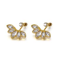 Leaf Plating Titanium Steel 18K Gold Plated Earrings sku image 2