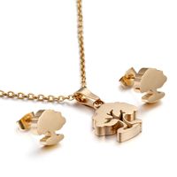 Korean Tree Pendant Stainless Steel Plating 18k Real Gold Earrings Necklace Wholesale Nihaojewelry sku image 1