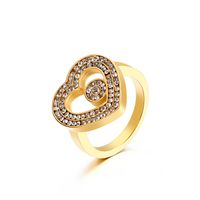18k Korea Simple Stainless Steel Hollow Heart Inlaid Zircon Ring Wholesale Nihaojewelry sku image 13