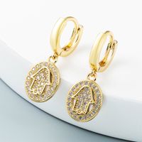 Hollow Dream Catcher Palm Snake-shaped Copper Inlaid Zircon Earrings Wholesale Nihaojewelry main image 3