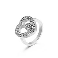 18k Korea Simple Stainless Steel Hollow Heart Inlaid Zircon Ring Wholesale Nihaojewelry sku image 9
