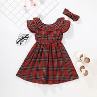 Summer Flying Sleeve Plaid Baby Dress Wholesale Nihaojewelry sku image 1