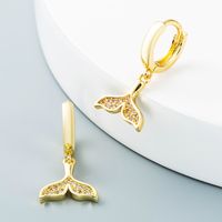 Hollow Mermaid Starfish Tortoise Copper Inlaid Zircon Earrings Wholesale Nihaojewelry main image 7