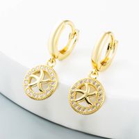 Hollow Mermaid Starfish Tortoise Copper Inlaid Zircon Earrings Wholesale Nihaojewelry sku image 2