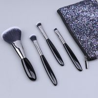 Fashion Contrast Color Bright Black Pebbles Makeup Brush Set Wholesale Nihaojewelry sku image 1