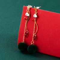 Christmas Elk Bell Socks Christmas Wreath Pendant Asymmetric Earrings For Women Ins Party Gift Earrings sku image 4