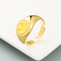 Fashion Color Dripping Oil Smiley Face Opening Adjustable Copper Ring Wholesale Nihaojewelry sku image 2