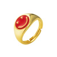 Fashion Color Dripping Oil Smiley Face Opening Adjustable Copper Ring Wholesale Nihaojewelry sku image 3