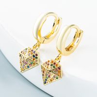 Color Geometric Pendant Copper Inlaid Zircon Earrings Wholesale Nihaojewelry sku image 3