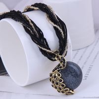 Bohemian Style Peacock Gem Pendent Multi-layer Braided Necklace Wholesale Nihaojewelry sku image 1