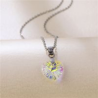 Fashion Crystal Heart-shape Titanium Steel Necklace Wholesale sku image 2
