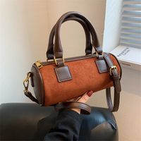 Korean Fashion Contrast Color Velvet Cylinder Mini Handbag Wholesale Nihaojewelry main image 1