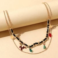 Christmas Reindeer Christmas Tree Pendent Double-layer Necklace Wholesale Nihaojewelry main image 2