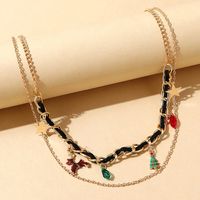 Christmas Reindeer Christmas Tree Pendent Double-layer Necklace Wholesale Nihaojewelry sku image 1