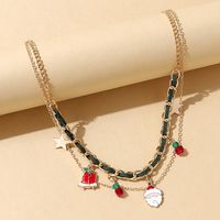 Santa Claus Christmas Bell Pendent Alloy Double-layer Necklace Wholesale Nihaojewelry main image 1