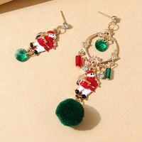 Simple Santa Claus Asymmetric Alloy Earrings Wholesale Nihaojewelry sku image 1