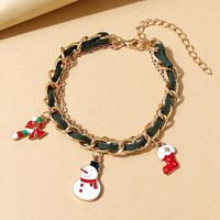 Creative Fashion Christmas Snow Doll Green Braided Bracelet Wholesale Nihaojewelry sku image 1