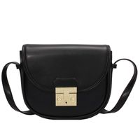 Retro Fashion Solid Color Lock Saddle Handbag Wholesale Nihaojewelry sku image 2