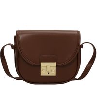 Retro Fashion Solid Color Lock Saddle Handbag Wholesale Nihaojewelry sku image 3