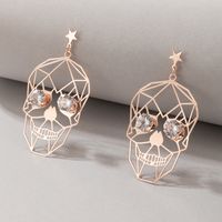 New   Exaggeration Popular Funny Halloween Golden Skull Face Earrings sku image 5