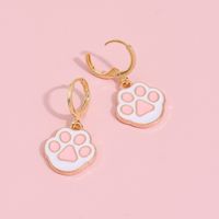 Wholesale Jewelry Dripping Oil Dog Paw Print Pendant Cartoon Earrings Nihaojewelry sku image 2