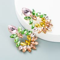 Fashion Alloy Diamond-studded Glass Flower Geometric Earrings Wholesale Nihaojewelry main image 6