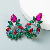 Fashion Alloy Diamond-studded Glass Flower Geometric Earrings Wholesale Nihaojewelry main image 7