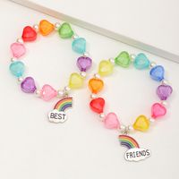 Heart Pearl Rainbow Letter Pendant Bracelet Set Wholesale Nihaojewelry main image 5