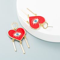 Retro Heart-shaped Alloy Dripping Oil Eyes Tassel Earrings Wholesale Nihaojewelry main image 6
