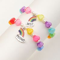 Heart Pearl Rainbow Letter Pendant Bracelet Set Wholesale Nihaojewelry sku image 1