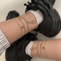 Simple Metal Dragon-shaped Tag Alloy Tassel Disc Anklet Set sku image 1