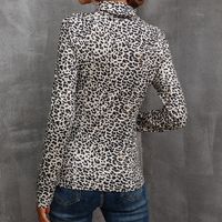 2021 White Leopard Print High Neck Bottoming Shirt Blouse Chiffon Shirt main image 5