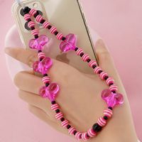 Acrylic Color Peach Heart Bohemian Striped Beads Mobile Phone Chain Wholesale Nihaojewelry sku image 4