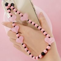 Acrylic Color Peach Heart Bohemian Striped Beads Mobile Phone Chain Wholesale Nihaojewelry sku image 5