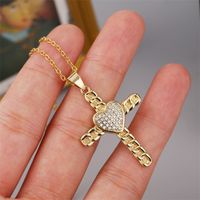 Korean Copper Inlaid Zirconium Cross Necklace Wholesale Nihaojewelry main image 3